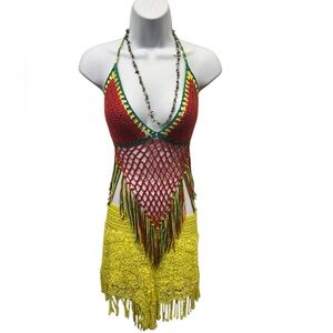 NWT.  Crochet Hippie Top 383.  BL/RD7